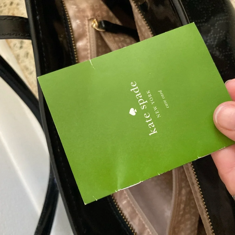 KATE SPADE Harmony Metro Perforated Heart Black Patent Leather Tote Shoulder Bag - Picture 4 of 4